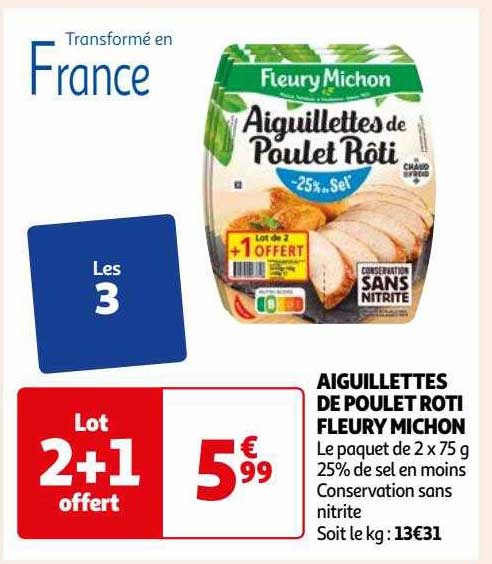 aiguillettes de poulet rôti fleury michon