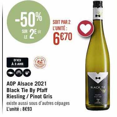 aop alsace 2021 black tie by pfaff riesling / pinot gris