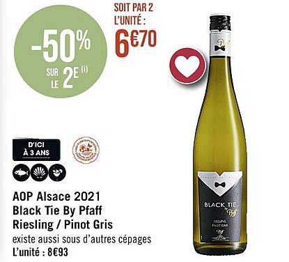 aop alsace 2021 black tie by pfaff riesling / pinot gris
