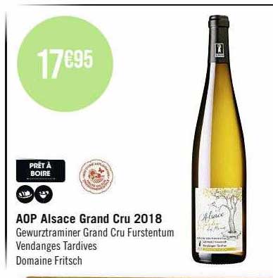 Aop Alsace Grand Cru 2018 Gewurztraminer Grand Cru Furstentum Vendanges Tardives Domaine Fritsch