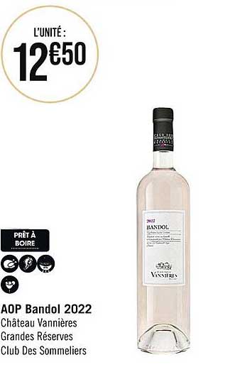 aop bandol 2022 château vannières grandes réserves club des sommeliers