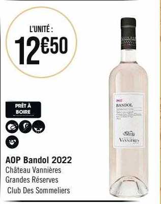 aop bandol 2022 château vannières grandes réserves club des sommeliers