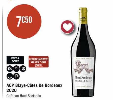 aop blaye-Côtes de bordeaux 2020 château haut sociondo
