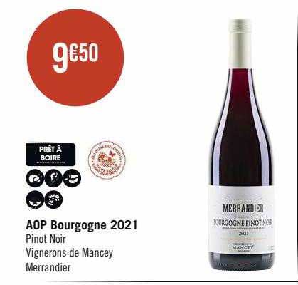 aop bourgogne 2021 pinot noir vignerons de mancey merrandier