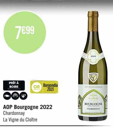 aop bourgogne 2022 chardonnay la vigne du cloître