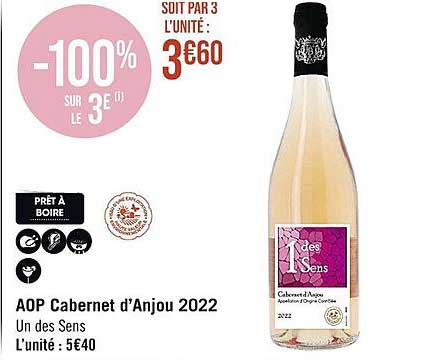 aop cabernet d'anjou 2022 un des sens
