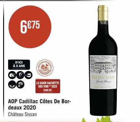 aop cadillac côtes de bordeaux 2020 châteaux sissan