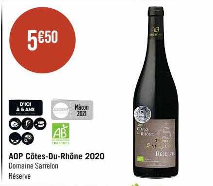 aop côtes-Du-Rhône 2020 domaine sarrelon réserve