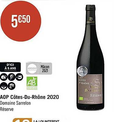 aop côtes-Du-Rhône 2020 domaine sarrelon réserve