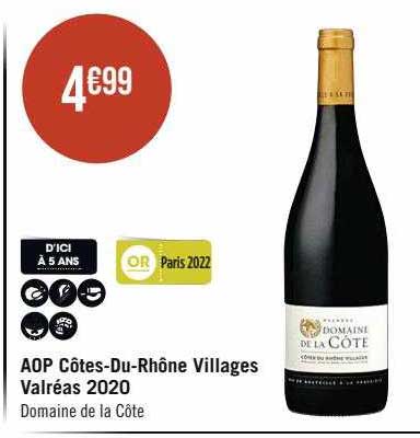 aop côtes-Du-Rhône villages valréas 2020 domaine de la côte