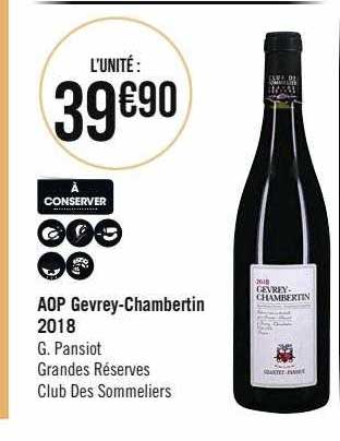 aop gevrey-Chambertin 2018 g. pansiot grand réserves club des sommeliers