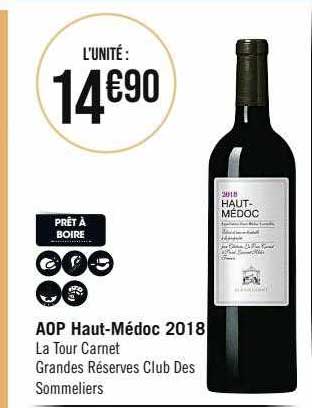 aop haut-Médoc 2018 la tour carnet grandes réserves club des sommeliers