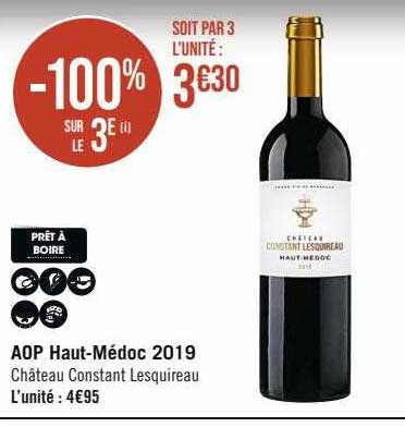 aop haut-médoc 2019 château constant lesquireau