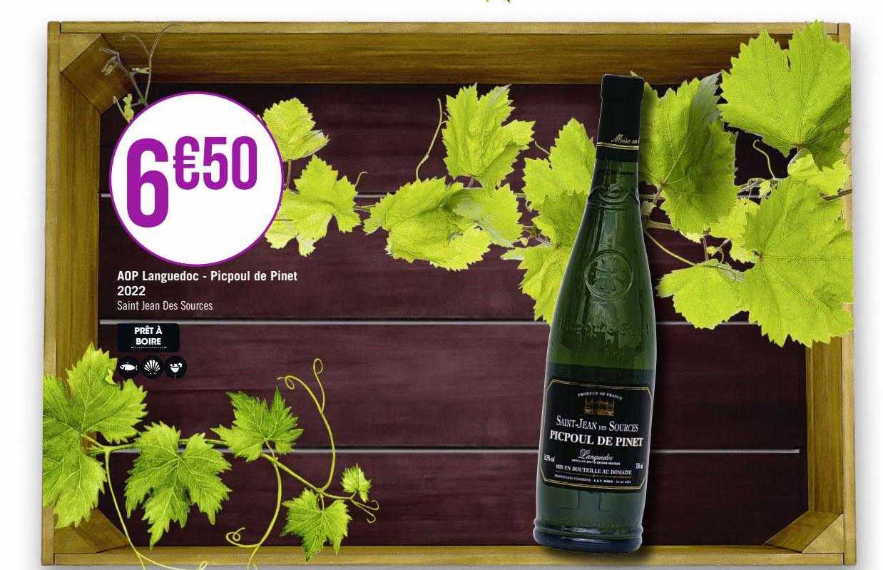 aop languedoc - picpoul de pinet 2022 saint jean des sources