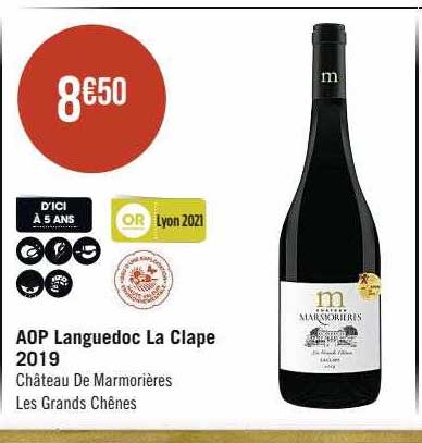 aop languedoc la clape 2019 château de marmorières les grands chênes