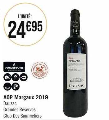 aop margaux 2019 dauzac grandes réserves club des sommeliers