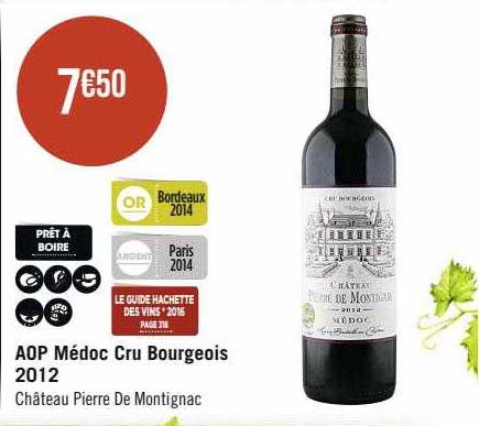 aop médoc cru bourgeois 2012 château pierre de montignac