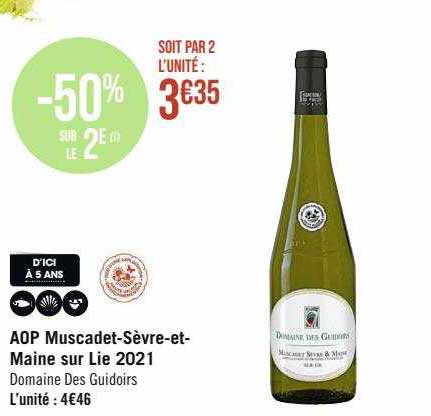 aop muscadet-Sèvre-et-Maine sur lie 2021 domaine des guidoirs