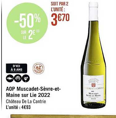Aop Muscadet-Sèvre-et-Maine Sur Lie 2022 Château De La Cantrie
