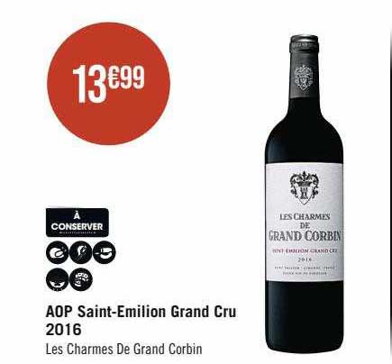 aop saint-Emilion grand cru 2016 les charmes de grand corbin