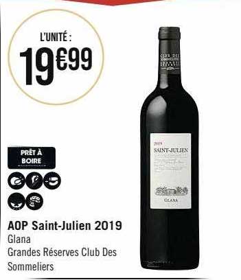 aop saint-Julien 2019 glana grandes réserves club des sommeliers