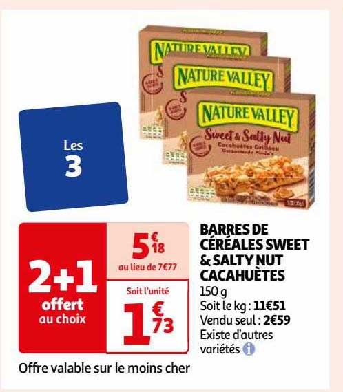 barres de céréales sweet & salty nut cacahuètes