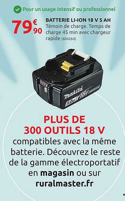 batterie li-ion 18v 5Ah makita