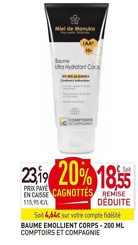 baume émollient corps comptoirs et compagnie - 200 ml