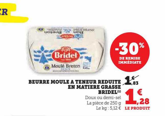 beurre moulé à teneur réduite en matière grasse bridel