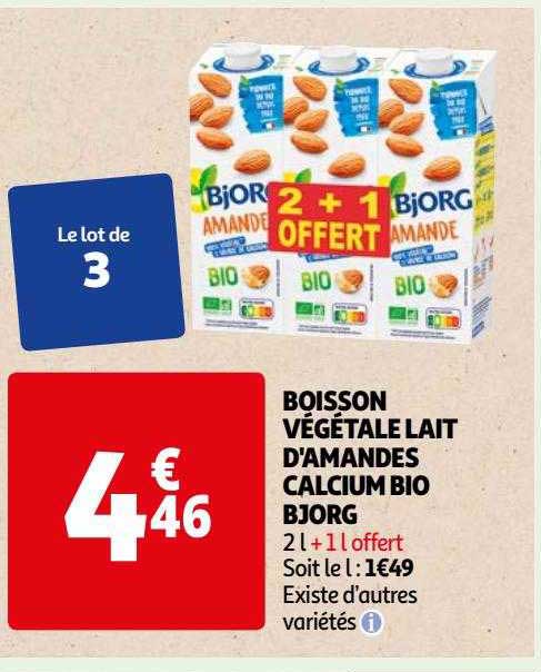 boisson végétale lait d'amandes calcium bio bjorg