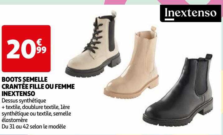 boots semelle crantée fille ou femme inextenso