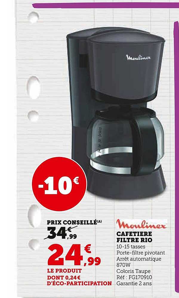 Cafetière Filtre Rio Moulinex