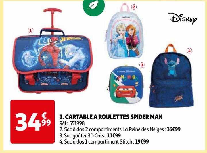cartable à roulettes spider man disney