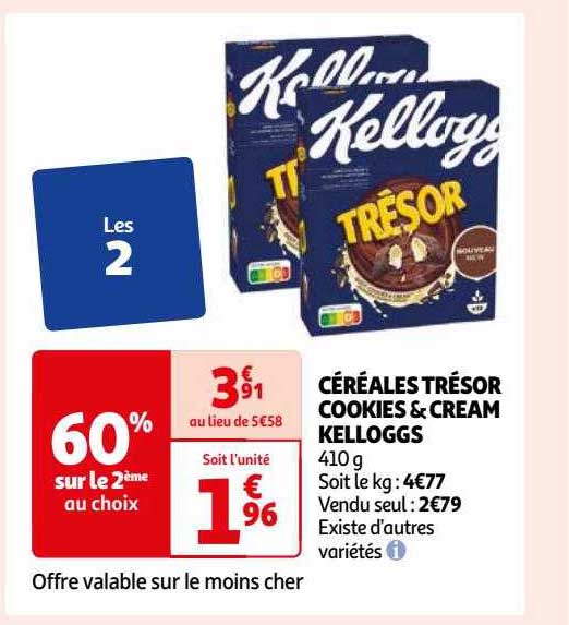 céréales trésor cookies & cream kellogg's