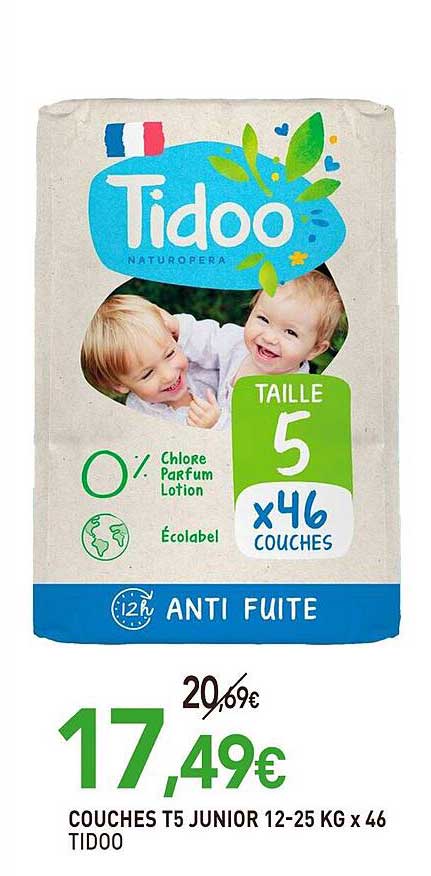 couches t5 junior 12-25 kg x46 tidoo