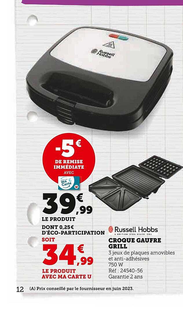 croque gaufre grill russell hobbs