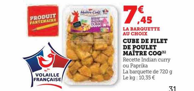 cube de filet de poulet maître coq