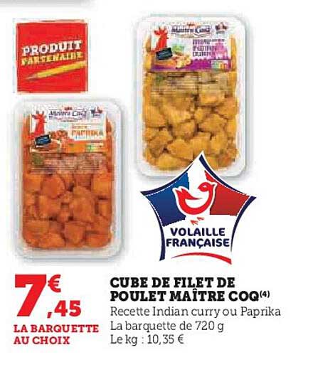 cube de filet de poulet maître coq