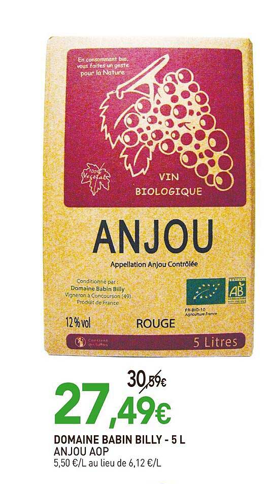 domaine babin billy anjou aop - 5 l