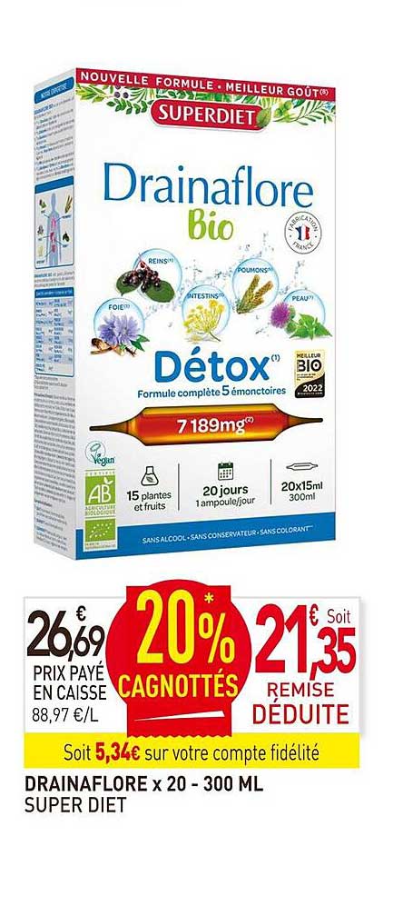 drainaflore x20 super diet - 300 ml