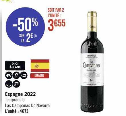 espagne 2022 tempranillo las campanas do navarra