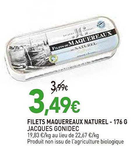 Filets Maquereaux Naturel Jacques Gonidec - 176 G