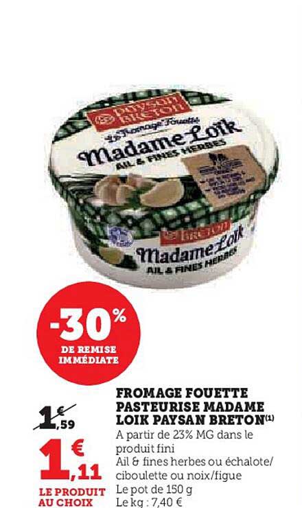 fromage fouetté pasteurisé madame loïk paysan breton