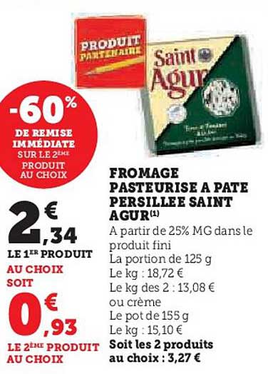 Fromage Pasteurisé à Pâte Persillée Saint Agur