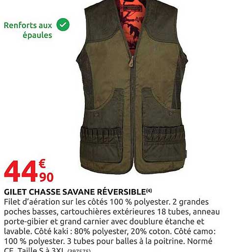 gilet chasse savane réversible