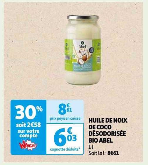 huile de noix de coco désodorisée bio abel