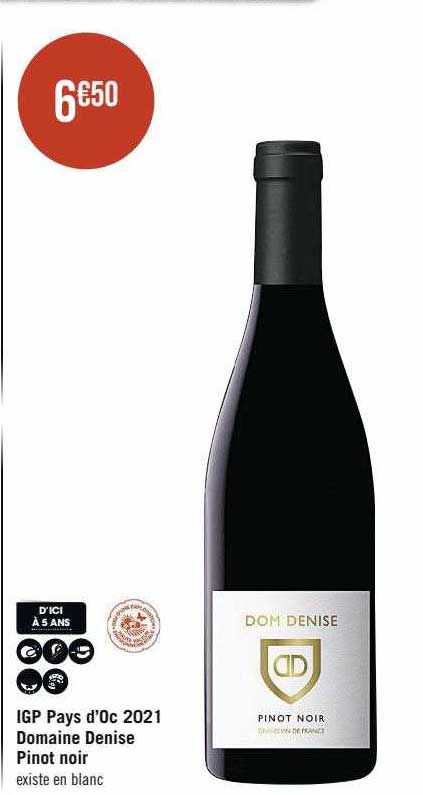 igp pays d'oc 2021 domaine denise pinot noir