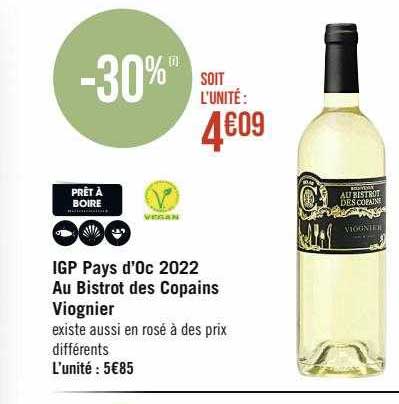 Igp Pays D'oc 2022 Au Bistrot Des Copains Viognier