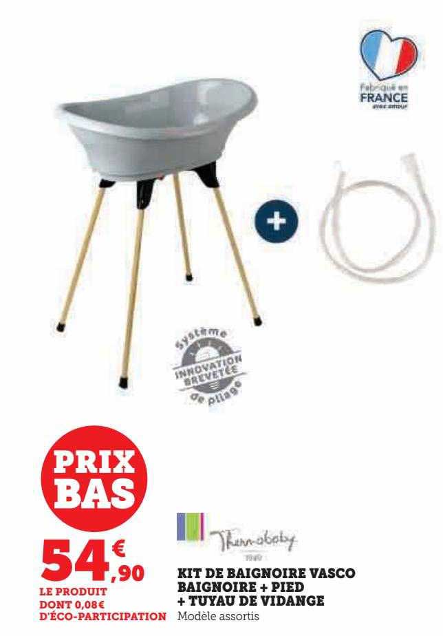 kit de baignoire vasco baignoire + pied + tuyau de vidange thermobaby