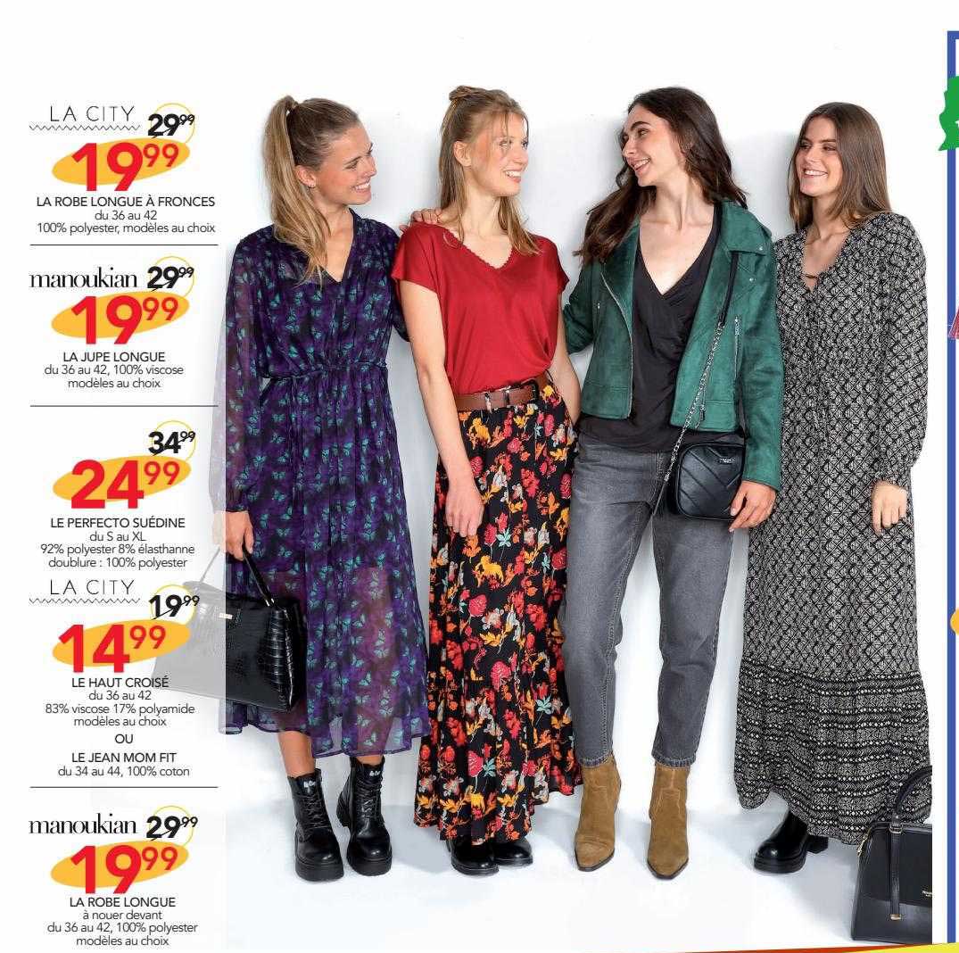 La Robe Longue à Fonces La City, La Jupe Longue Manoukian, Le Perfecto Suédine La City, Le Haut Croisé La City, Ou Le Jean Mom Fit La City, La Robe Longue Manoukian